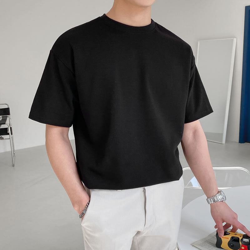Pánské volné bavlněné tričko s krátkým rukávem v ležérním stylu