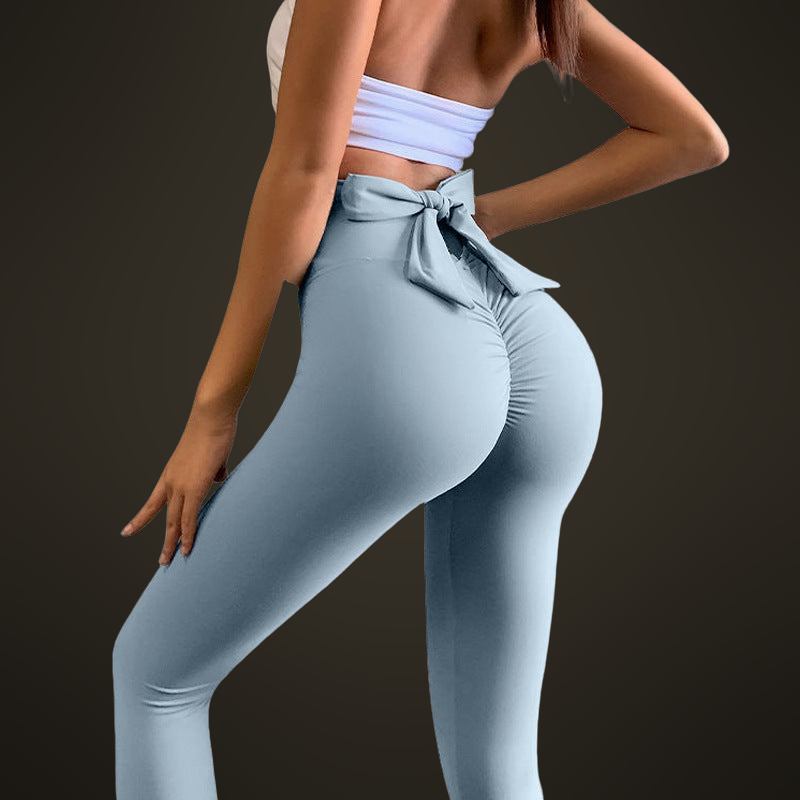 Dámské fitness legíny s efektem push-up a mašlí