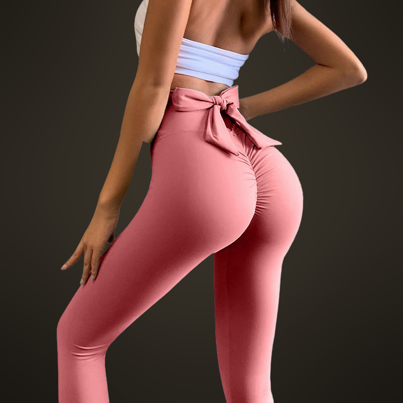 Dámské fitness legíny s efektem push-up a mašlí