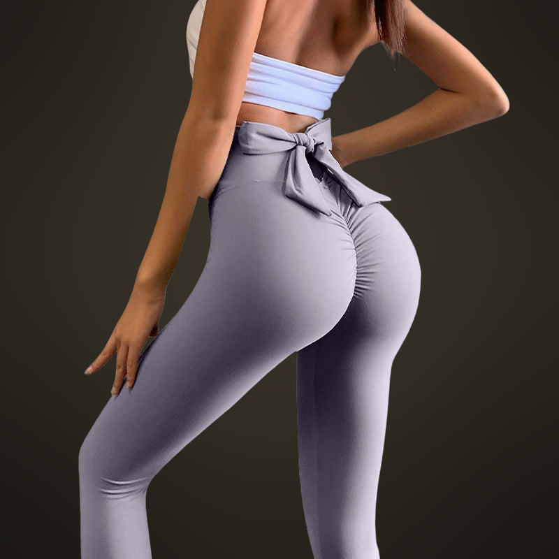 Dámské fitness legíny s efektem push-up a mašlí