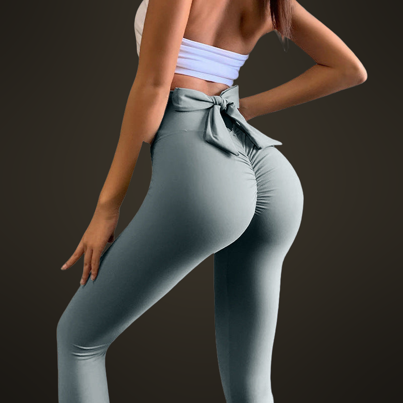 Dámské fitness legíny s efektem push-up a mašlí