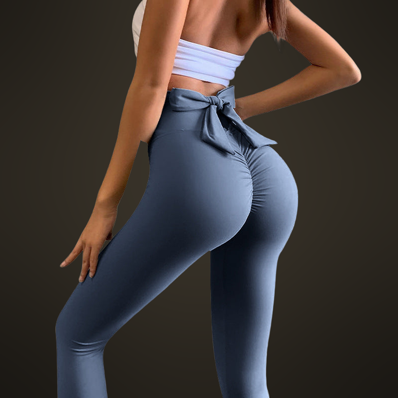 Dámské fitness legíny s efektem push-up a mašlí