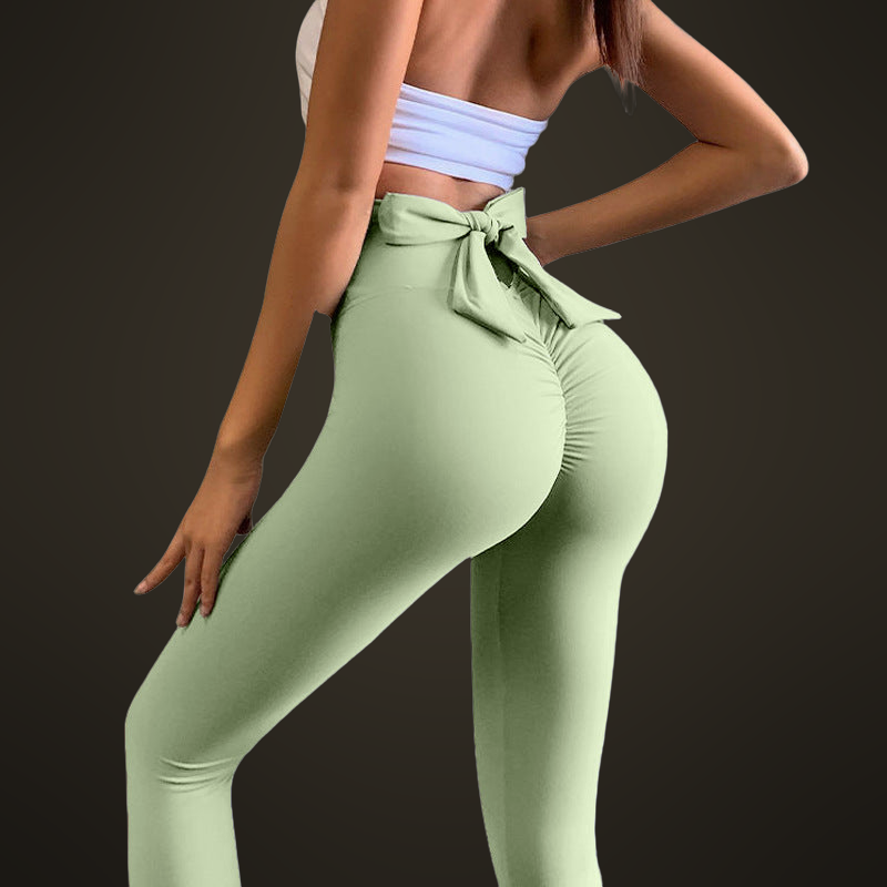Dámské fitness legíny s efektem push-up a mašlí